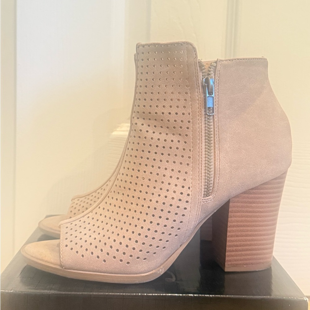 Tan Open Toe Booties